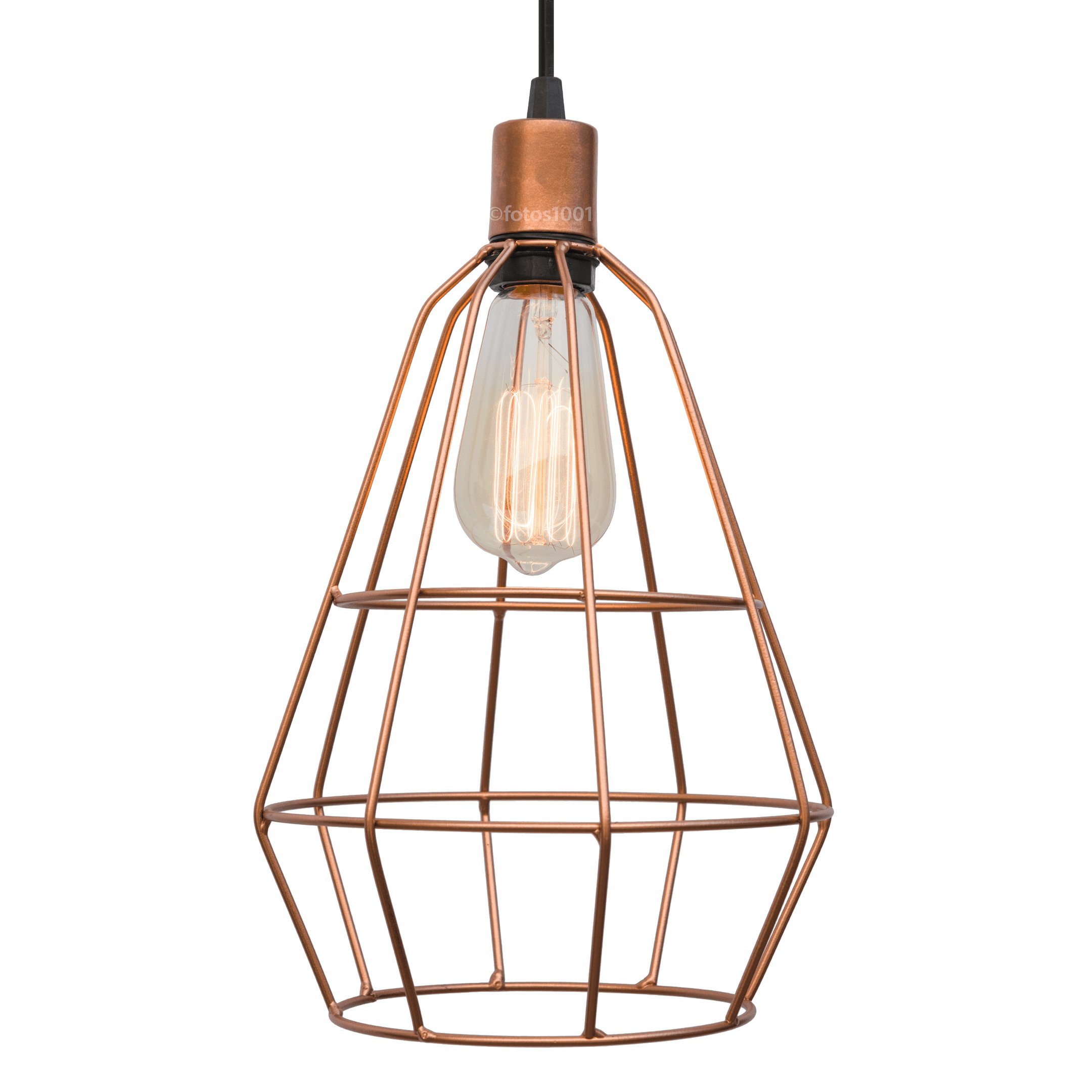 pendente aramado poptem veneza cone cobre luminária metal lustre 32 cm sala - 5