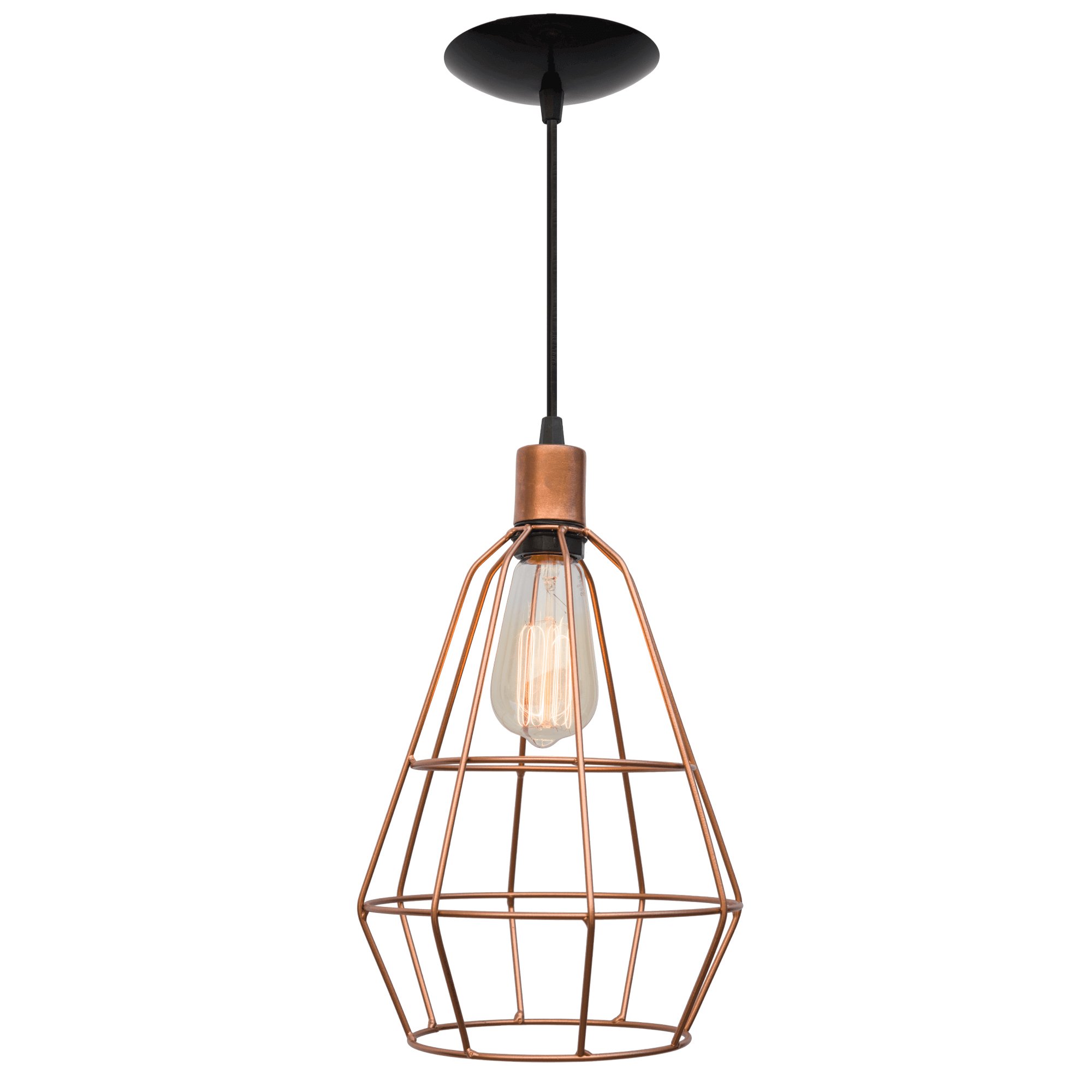 pendente aramado poptem veneza cone cobre luminária metal lustre 32 cm sala