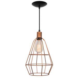 pendente aramado poptem veneza cone cobre luminária metal lustre 32 cm sala