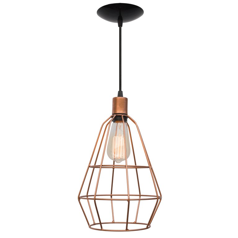 pendente aramado poptem veneza cone cobre luminária metal lustre 32 cm sala