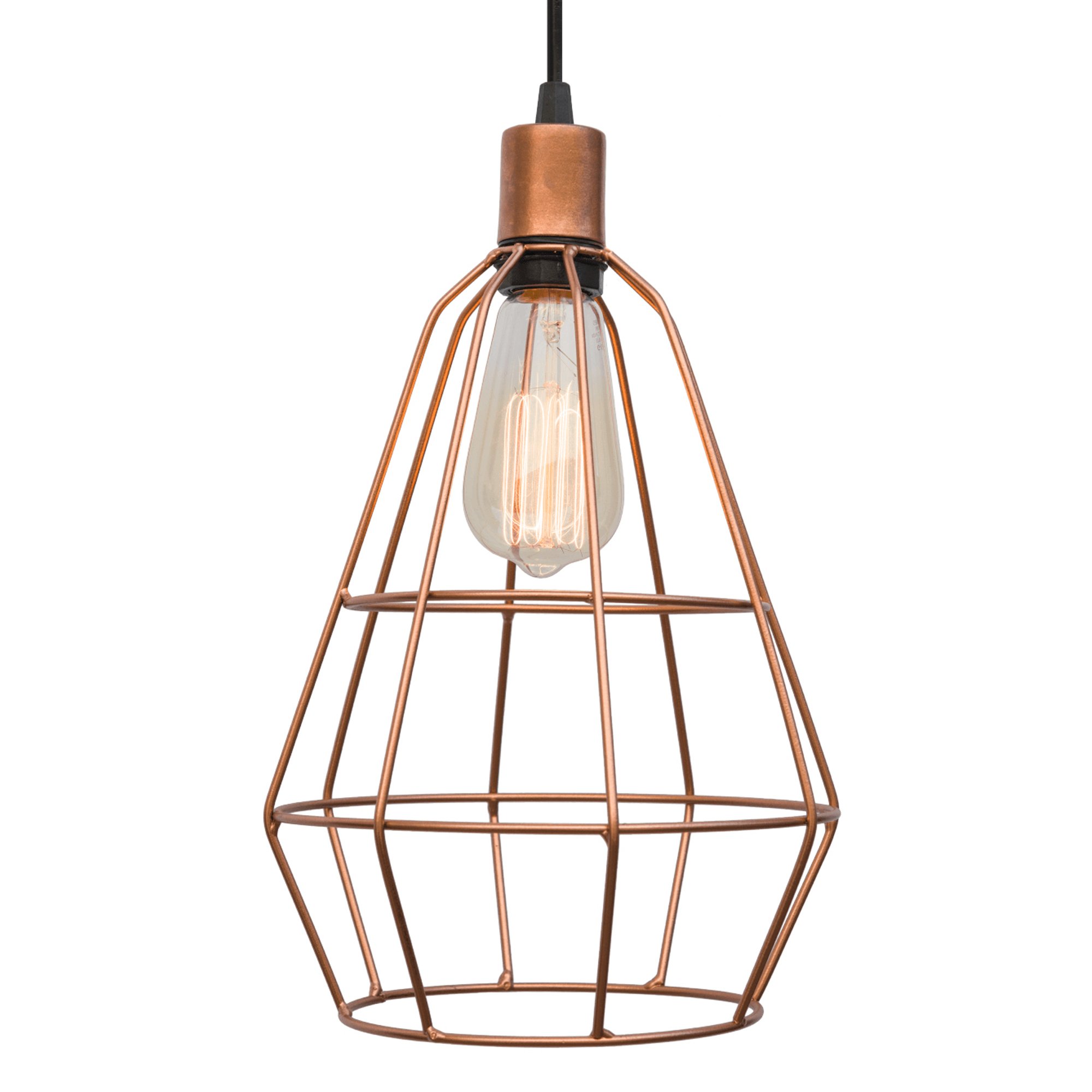 pendente aramado poptem veneza cone cobre luminária metal lustre 32 cm sala - 2