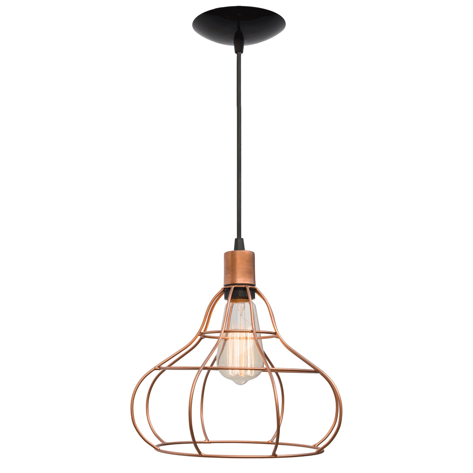 pendente aramado poptem veneza balão cobre luminária metal lustre 26cm sala