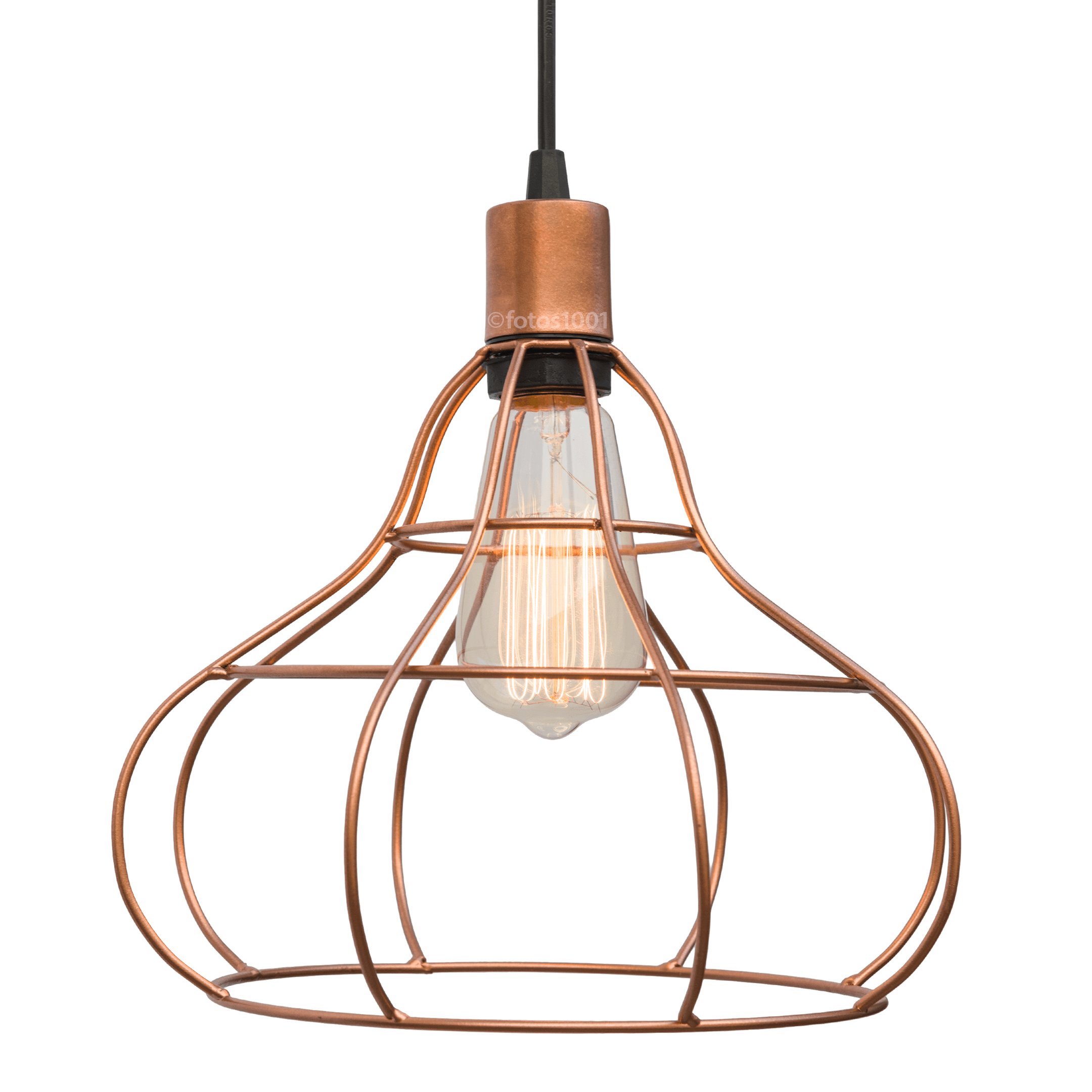 pendente aramado poptem veneza balão cobre luminária metal lustre 26cm sala - 5