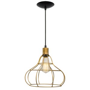 pendente aramado poptem veneza balão dourado luminária metal lustre 26cm sala