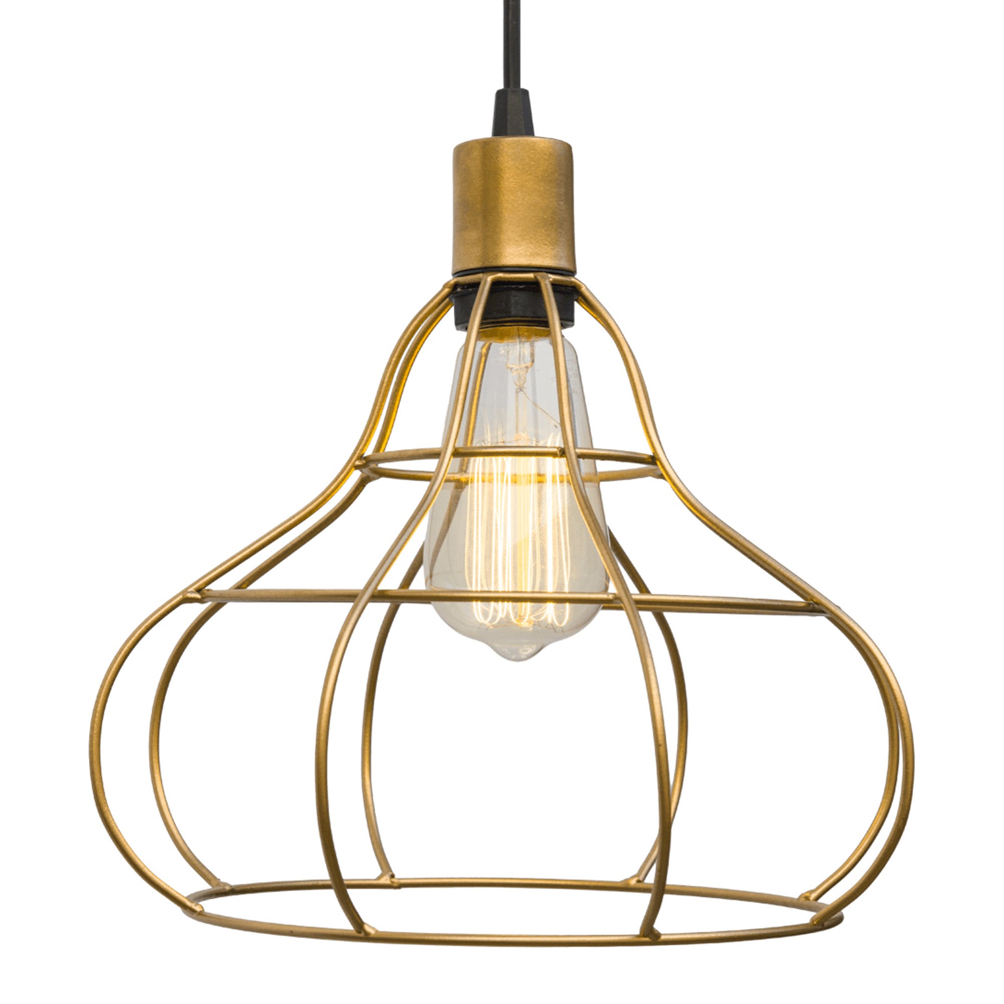 pendente aramado poptem veneza balão dourado luminária metal lustre 26cm sala - 2