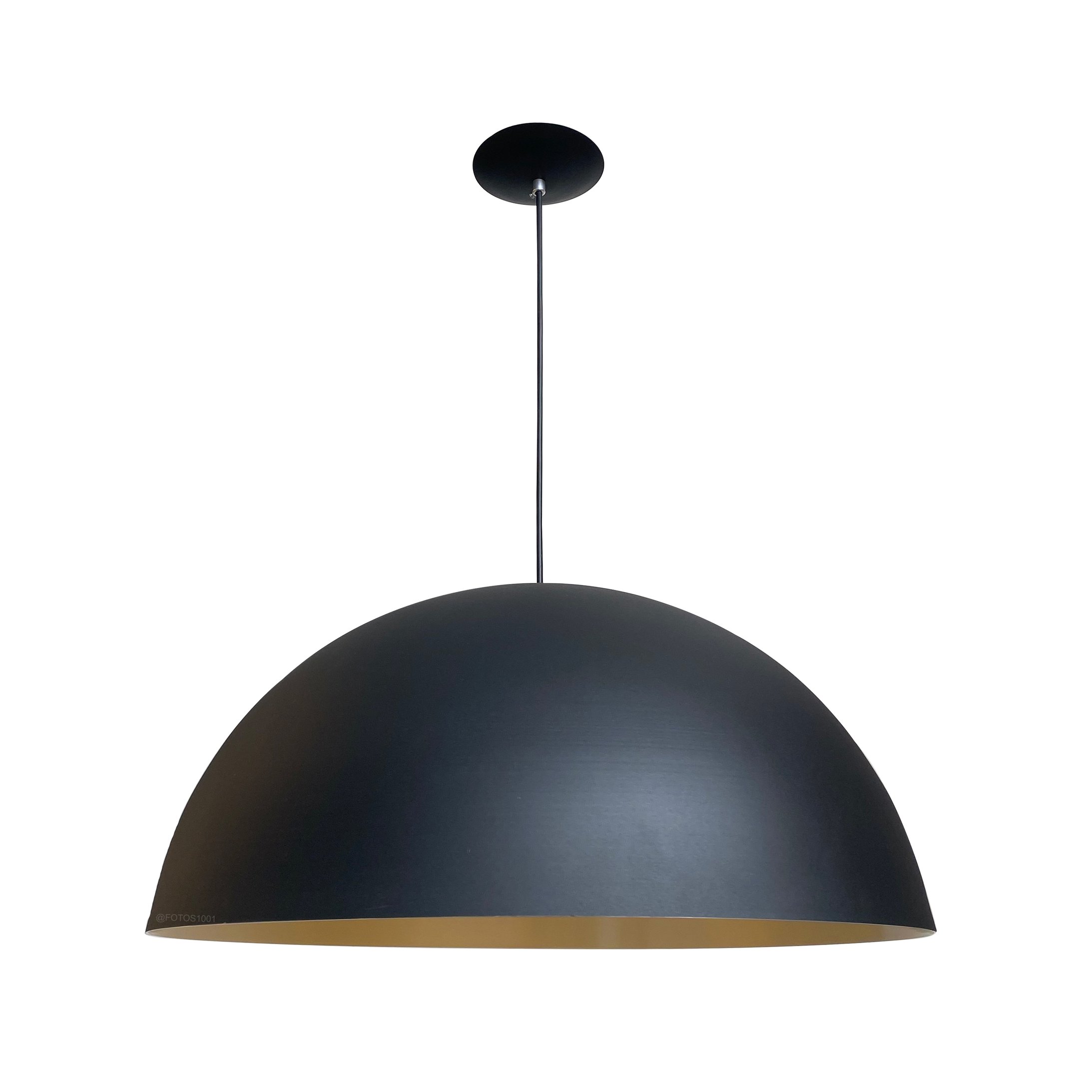 pendente onix poptem meia esfera 60cm preto e dourado lustre aluminio luminária sala - 2