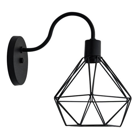 arandela diamante poptem 1 lampada preto 29cm