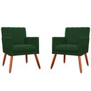 Ver imagem 1 de Kit 2 Poltronas Decorativa Cecília Suede Verde Pés Madeira Mz Decor