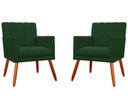 Ver imagem 1 de Kit 2 Poltronas Decorativa Cecília Suede Verde Pés Madeira Mz Decor