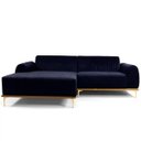 Ver imagem 2 de Sofá 3 Lugares com Chaise Base de Madeira Euro 2,30M Veludo Azul - Gran Belo