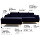 Ver imagem 2 de Sofá 3 Lugares com Chaise Base de Madeira Euro 2,45M Veludo Azul - Gran Belo