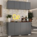 Ver imagem 2 de Kit Bar Armário Aéreo e Aparador 4 Portas Multimóveis Mp1087 Grafite/branco