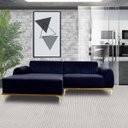 Ver imagem 5 de Sofá 4 Lugares com Chaise Base de Madeira Euro 2,55M Veludo Azul - Gran Belo