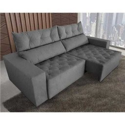 Sofá 4 Lugares Gigante Supremo 2,50m Retrátil e Reclinável Veludo Pena Grafite - 1