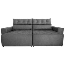 Sofá 4 Lugares Gigante Supremo 2,50m Retrátil e Reclinável Veludo Pena Grafite - 4