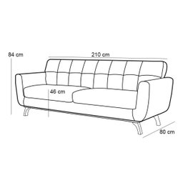 Sofá 3 Lugares Sala de Estar Loki 2,10M Rústico - Gran Belo - 4