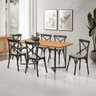 Conjunto Mesa Madeira Maciça Alice 1,60m com 6 Cadeiras Aço Karina Preto - 1