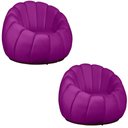 Ver imagem 1 de Kit 02 Poltrona Decorativa Concha Base Arco Giratória Veludo Cor Roxo