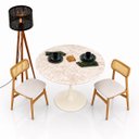 Ver imagem 3 de Mesa de Jantar Saarinen Redondo 150 cm Tampo Mármore Taj Mahal Base Laca Off White