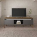 Ver imagem 1 de Rack Lumina Grafite/Carvalho para TVs de até 75 Polegadas Tampo com Bordas Invertidas e Fio de LED e