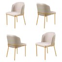 Ver imagem 1 de Kit 4 Cadeiras Aurora Marfim Linho Palha Base Dourada