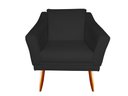 Ver imagem 2 de Kit 2 Poltronas Decorativa Agatha Couro Preto Pés Madeira Ms Decor