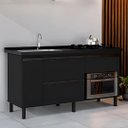 Ver imagem 1 de Gabinete de Cozinha 144cm Queen Espaço P/ Forno Madeira Mdf:preto