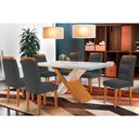 Ver imagem 1 de Conjunto: Mesa de Cozinha Imperatriz Tampo Madeirado C/ Vidro Reto 180x90 e 6 Cadeiras Imperatriz