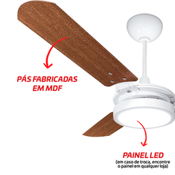 Ventilador de Teto Valen Led Branco 3 Pás Mogno Ventex 220v - 5
