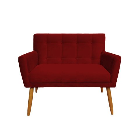 Namoradeira Decorativa Onix Suede Vermelho 2 Lugares Pés Madeira Ms Decor