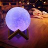 Luminária Lua Cheia 10cm 3D Abajur LED Relevo - Azul - 1