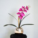 Ver imagem 1 de Arranjo de Orquídea Pink Artificial no Vaso Espelhado |Linha Permanente Formosinha