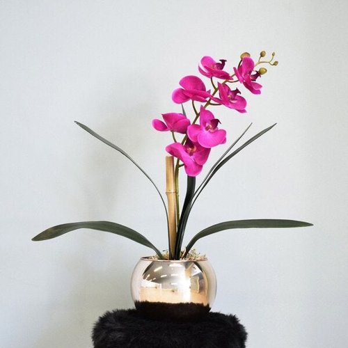 Arranjo de Orquídea Pink Artificial no Vaso Espelhado |Linha Permanente  Formosinha | MadeiraMadeira