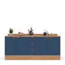 Ver imagem 5 de Cozinha Pérola com Rodapé e Tampo 2 Peças Yescasa Azul/Freijó
