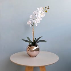 Arranjo de Orquídea Artificial Branca no Vaso Rose Gold Pequeno |Linha Permanente Formosinha - 2