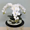 Ver imagem 4 de Flores Artificiais Arranjo de Orquídeas Brancas Artificial no Vaso Terrário Prateado