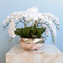 Ver imagem 1 de Flores Artificiais Arranjo de Orquídeas Brancas no Vaso Rose Gold|Linha Permanente Formosinha