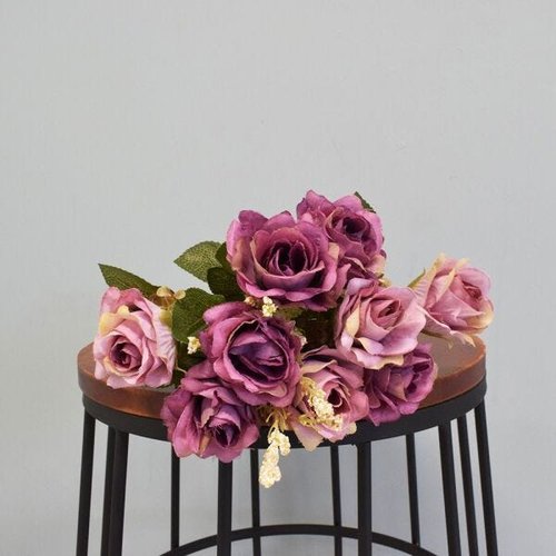 Flores artificiais Buquê de Rosas Envelhecidas Lilás Artificial|Linha  permanente Formosinha | MadeiraMadeira