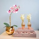 Ver imagem 5 de Arranjo de Orquídea Tigre Realista no Vaso de Vidro Dourado | Formosinha