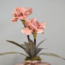 Ver imagem 2 de Flores Artificiais Arranjos de Flores Amarílis Rosa no Vaso Rose Gold | Linha Permanente
