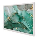 Ver imagem 1 de Quadro Decorativo Abstrato Mármore Verde Safira em Moldura Caixa Tacolado Moldura Trad 1cm Branca Se