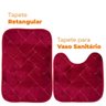 Tapetes para Banheiro de Microfibra Antiderrapante Soft Square 2 Peças - Rio Home Vermelho - 1
