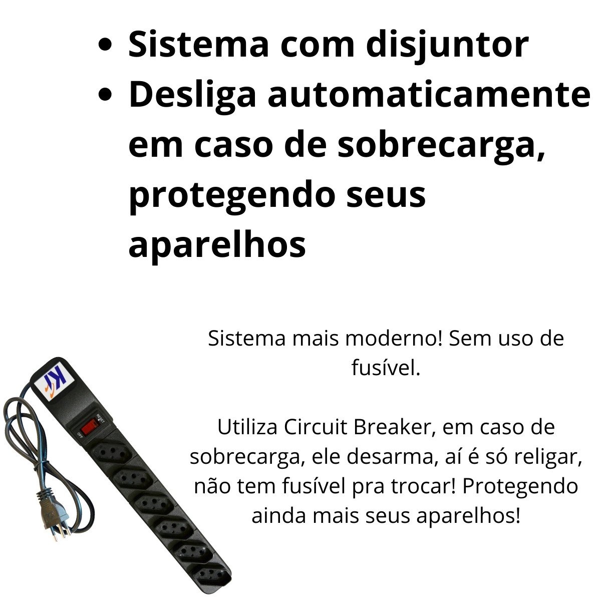 Filtro de Linha Extensao 6 Tomadas Regua Eletrica Protetor - 3