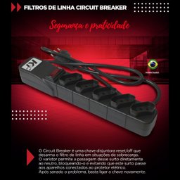 Filtro de Linha Extensao 6 Tomadas Regua Eletrica Protetor - 5
