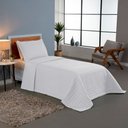 Ver imagem 2 de Kit Cobre Leito Colcha Bellini Solteiro Dupla Face Percal 300 Fios Textura Matelassê 2 Peças - Branc