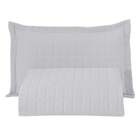 Kit Cobre Leito Colcha Bellini Solteiro Dupla Face Percal 300 Fios Textura Matelassê 2 Peças - Branc
