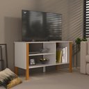 Ver imagem 1 de Rack Tv 43 Polegadas 90cm com 3 Prateleiras Asteca - Branco e Cedro Branco e Cedro