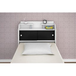 Cabeceira Solteiro Elisa Box Framar 0,88 Branco e Preto - 1