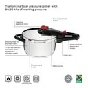 Ver imagem 4 de Panela de Pressãosolar em Aço Inox Fundo Triplo com 5 Dispositivos de Segurança 22cm 4,5 L
