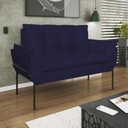 Ver imagem 2 de Kit 02 Poltronas + Namoradeira Reforçada Opala Metal Preto Azul Marinho